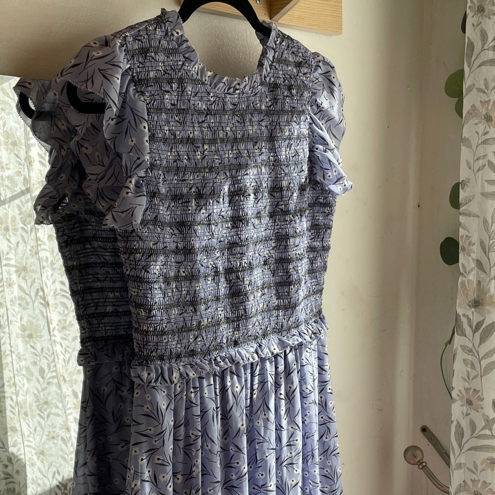 Ann Taylor Blue Floral Midi Dress